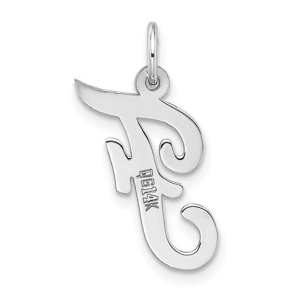 14k White Gold, Madison Collection, Medium Script Initial F Pendant - Picture 3 of 5